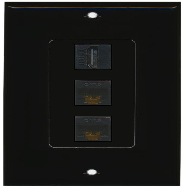 RiteAV - 1 Port HDMI 2 Port Cat6 Ethernet Decorative Wall Plate - Black