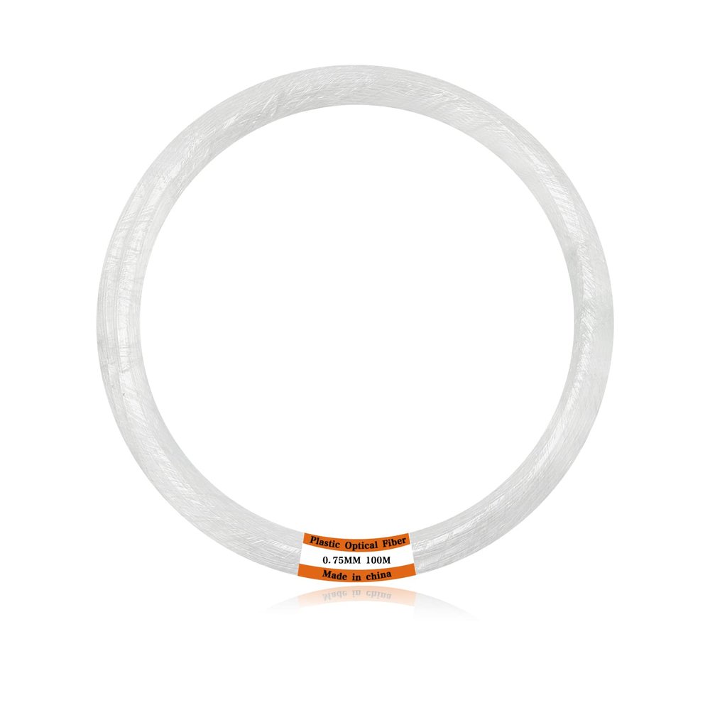 AMKI Plastic 0.03in/0.75mm Diameter 328ft(100Meter) PMMA Fiber Optic Roll End Glow Cable for All Kind Led Star Ceiling Light Kit