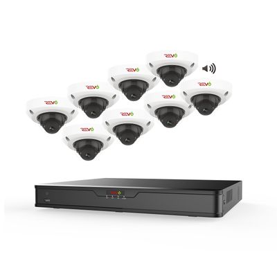 Revo America Ultra 16Ch. 3TB HDD 4K IP NVR Security System - Fixed Lens IP Cameras 8 x 4MP Audio Mini Dome Cameras (Built-in-MIC) - Remote Access via Smart Phone, Tablet, PC & MAC