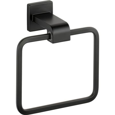 Delta Hand Towel Holder | Square Matte Black Ring for Hanging Towels in Kitchen, Bathroom | Ara Accessories