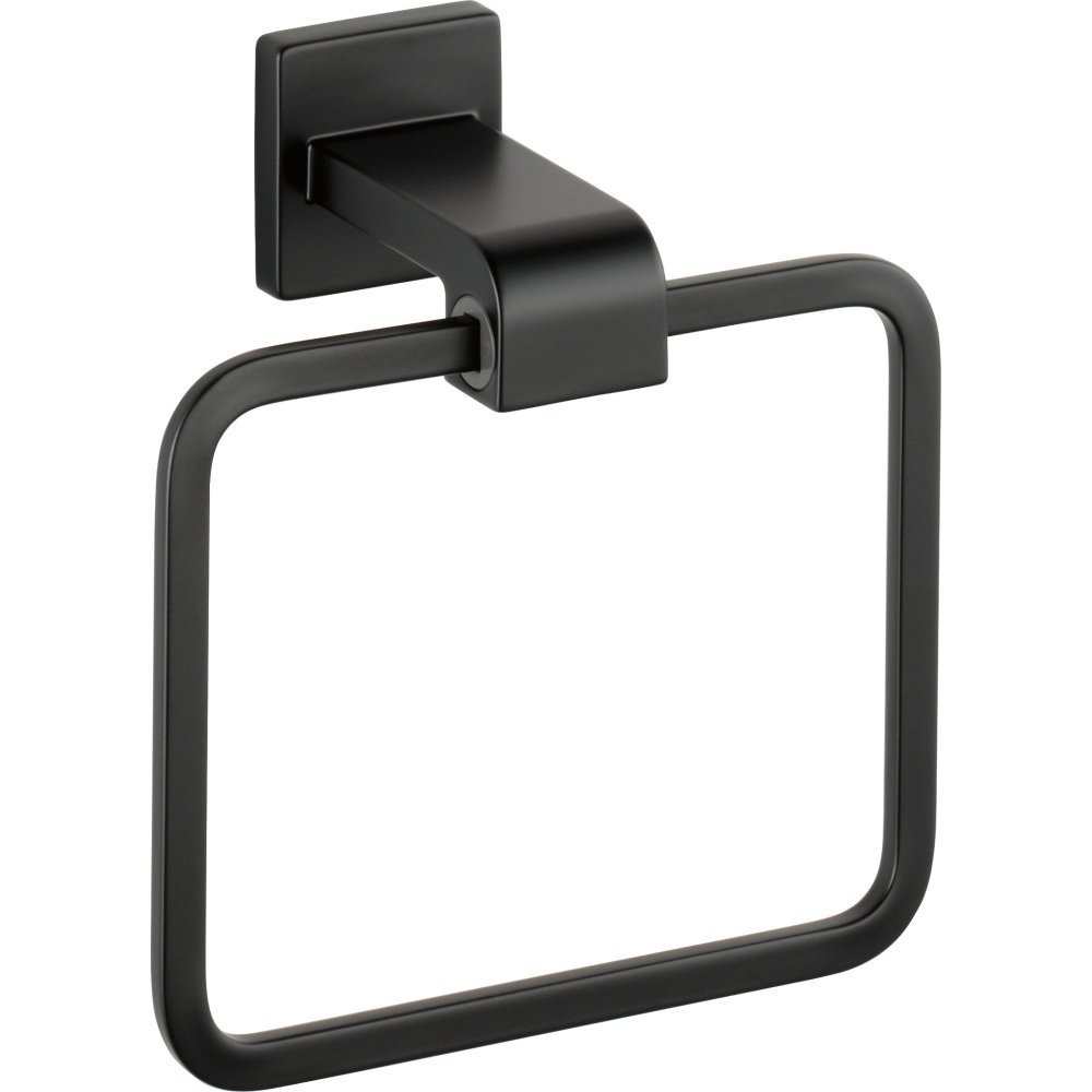 Delta Hand Towel Holder | Square Matte Black Ring for Hanging Towels in Kitchen, Bathroom | Ara Accessories