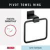 Delta Hand Towel Holder | Square Matte Black Ring for Hanging Towels in Kitchen, Bathroom | Ara Accessories view 4