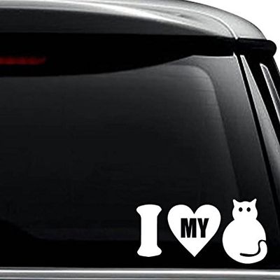 I Love My Cat Kitten Pet Decal Sticker For Use On Laptop, Helmet, Car, Truck, Motorcycle, Windows, Bumper, Wall, and Decor Size- [12 inch] / [30 cm] Wide / Color- Gloss White