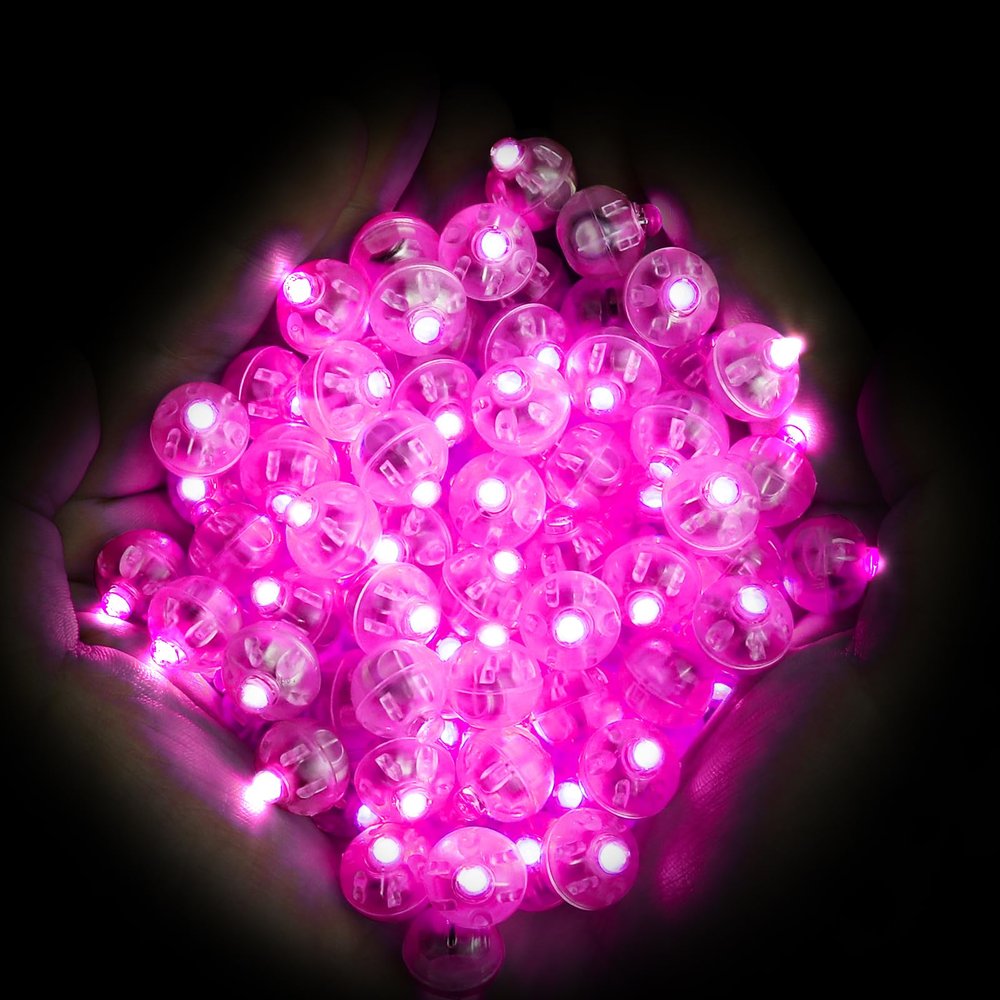 Neo LOONS 100pcs/lot 100 X Pink Round Led Ball Lamp Balloon Light Long Standby time for Paper Lantern Balloon Light Party Wedding Decoration