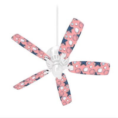 Starfish and Sea Shells Pink - Ceiling Fan Skin Kit fits most 42 inch fans (FAN and BLADES SOLD SEPARATELY)