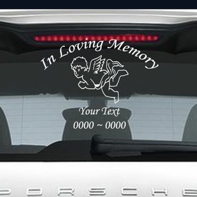 Custom Angels 2 in Loving Memory Personalized Car-Wall-Vinyl Decals Stickers, 36 Inches