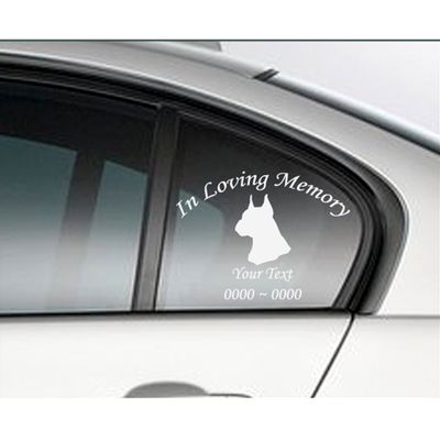 Custom Dog Boxer in Loving Memory Personalized Car-Wall-Vinyl Decals Stickers, 36 Inches