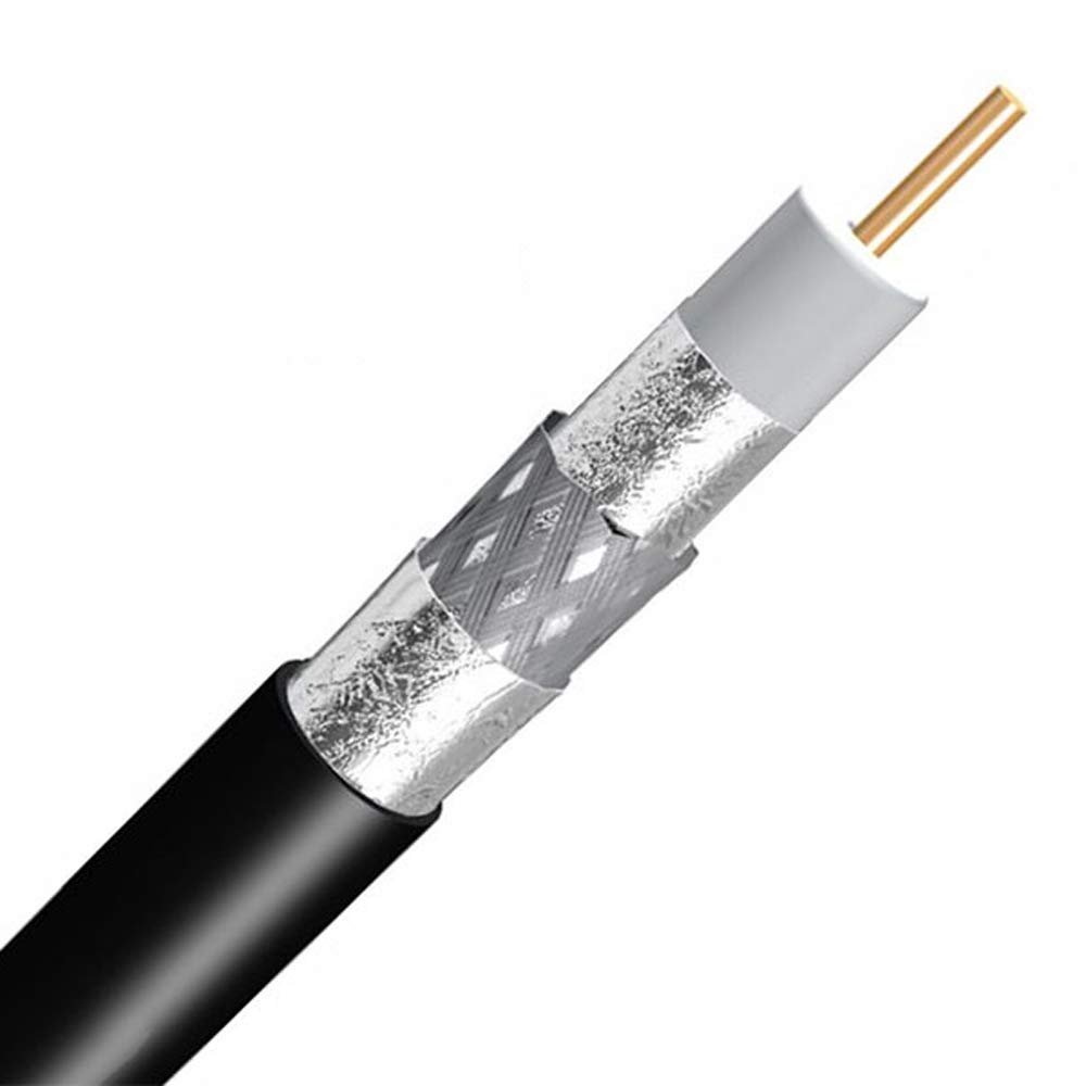 1000ft MADE IN USA BLACK RG11 DIRECT BURIAL 3x SHIELD COAXIAL CABLE 14AWG GEL COAT BRAIDED TO PROTECT CENTER CORE FROM CONDENSATION (LOWER SIGNAL LOSS OVER RG-6) UNDERGROUND FLOODED BULK COAX CABLE