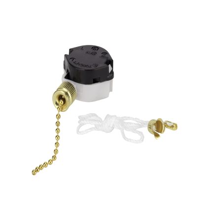 Aspen Creative 21306 3 Speed Ceiling Fan Light Switch with Pull Chain, Polished Brass 3