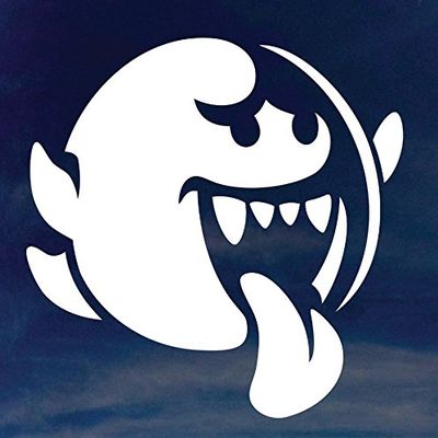 Boo Ghost Vinyl Stickers Symbol 5.5" Decorative DIE Cut Decal for Cars Tablets LAPTOPS Skateboard - White
