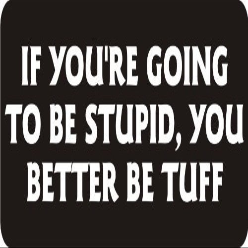 1080 Graphics 3 - If You're Going to Be Stupid, You Better Be Tuff 1 1/4" x 3" Hard Hat Biker Helmet Stickers Bs305
