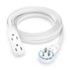Maximm Cable 12 Ft 360 Rotating Flat Plug Extension Cord, 16/3 AWG Multi 3 Outlet 3-Prong Grounded Wire- White - UL Certified view 1