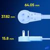Maximm Cable 12 Ft 360 Rotating Flat Plug Extension Cord, 16/3 AWG Multi 3 Outlet 3-Prong Grounded Wire- White - UL Certified view 3
