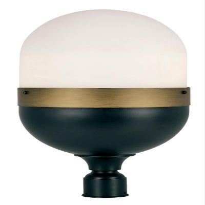 Crystorama Capsule 3 Light Matte Black + Textured Gold Outdoor Post