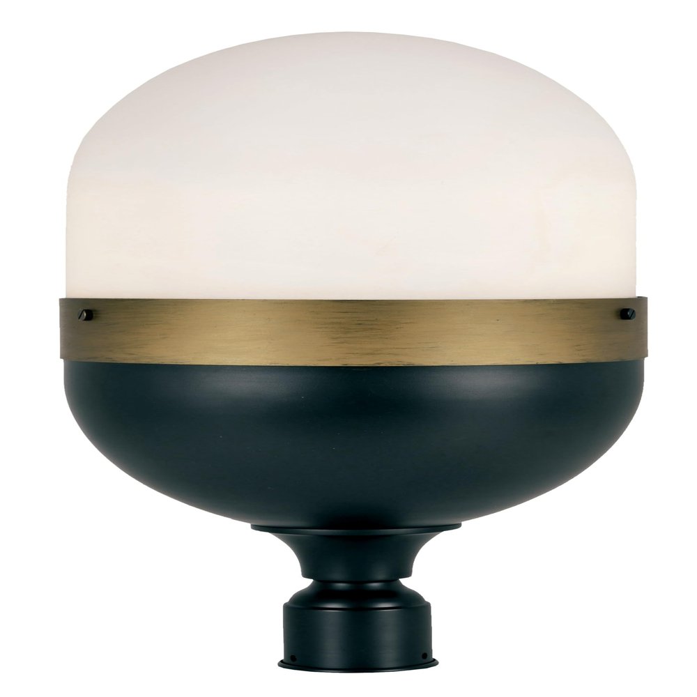 Crystorama Capsule 3 Light Matte Black + Textured Gold Outdoor Post