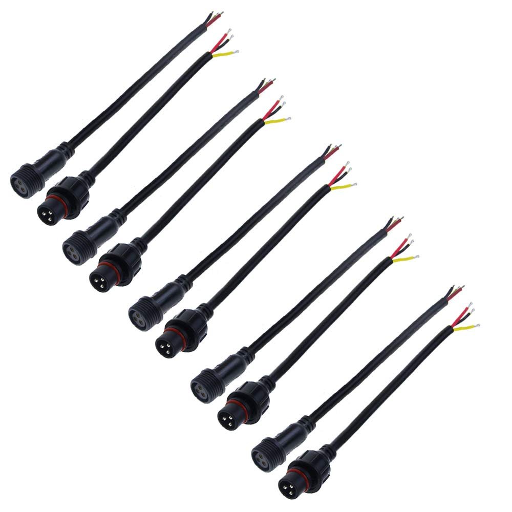 ALITOVE 5 Pairs 3 Pin Waterproof IP65 Male Female Plug LED Connector
