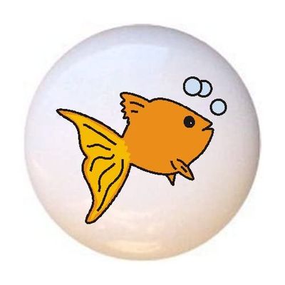 Gold Fish Goldfish Design #002 - Aquarium by CCL - DECORATIVE Glossy CERAMIC Cupboard Cabinet PULLS Dresser Drawer KNOBS