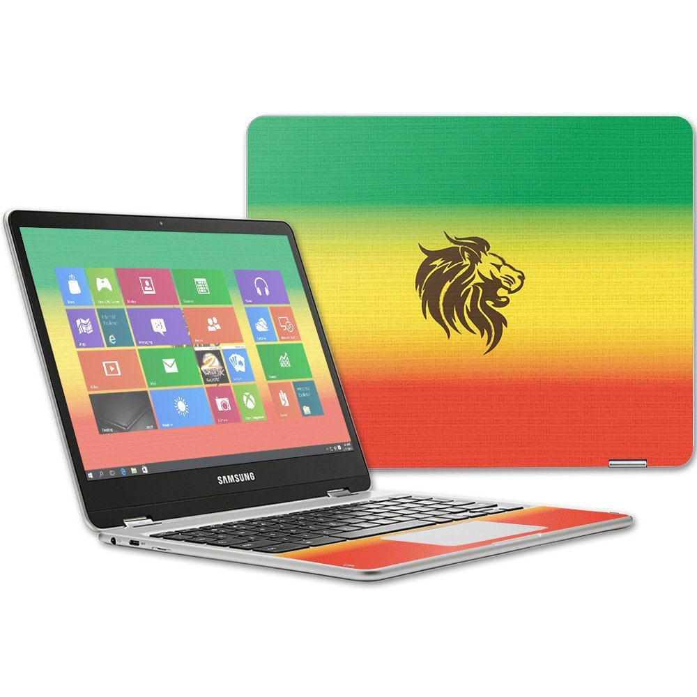 MightySkins Skin Compatible with Samsung Chromebook Plus 12.3"(2017 - Rasta Lion | Protective, Durable, and Unique Vinyl Decal wrap Cover | Easy to Apply, Remove, and Change Styles | Made in The USA