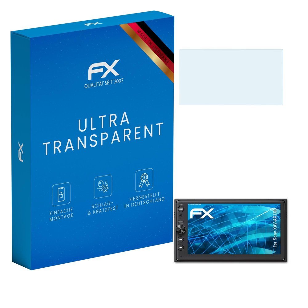 atFoliX Screen Protection Film compatible with Sony XAV-AX100 Screen Protector, ultra-clear FX Protective Film (2X)