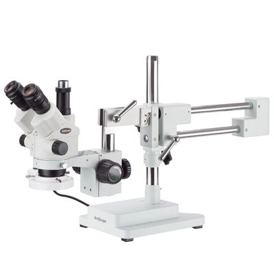AmScope 7X-90X Simul-Focal Stereo Boom Stand Microscope with a Fluorescent Light