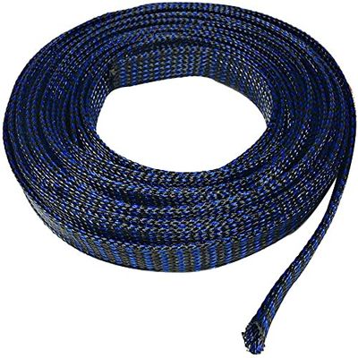 100 FT 5/8" 16mm Black Blue Expandable Wire Cable Braided Sleeving Sheathing Loom Tubing US
