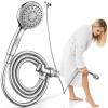 Vive Hand Held Shower Head with Long Hose - Detachable 2 in 1 Universal High Pressure Handheld Adapter - Chrome Finish with Large Waterfall Rainfall (Chrome) view 1