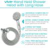 Vive Hand Held Shower Head with Long Hose - Detachable 2 in 1 Universal High Pressure Handheld Adapter - Chrome Finish with Large Waterfall Rainfall (Chrome) view 2