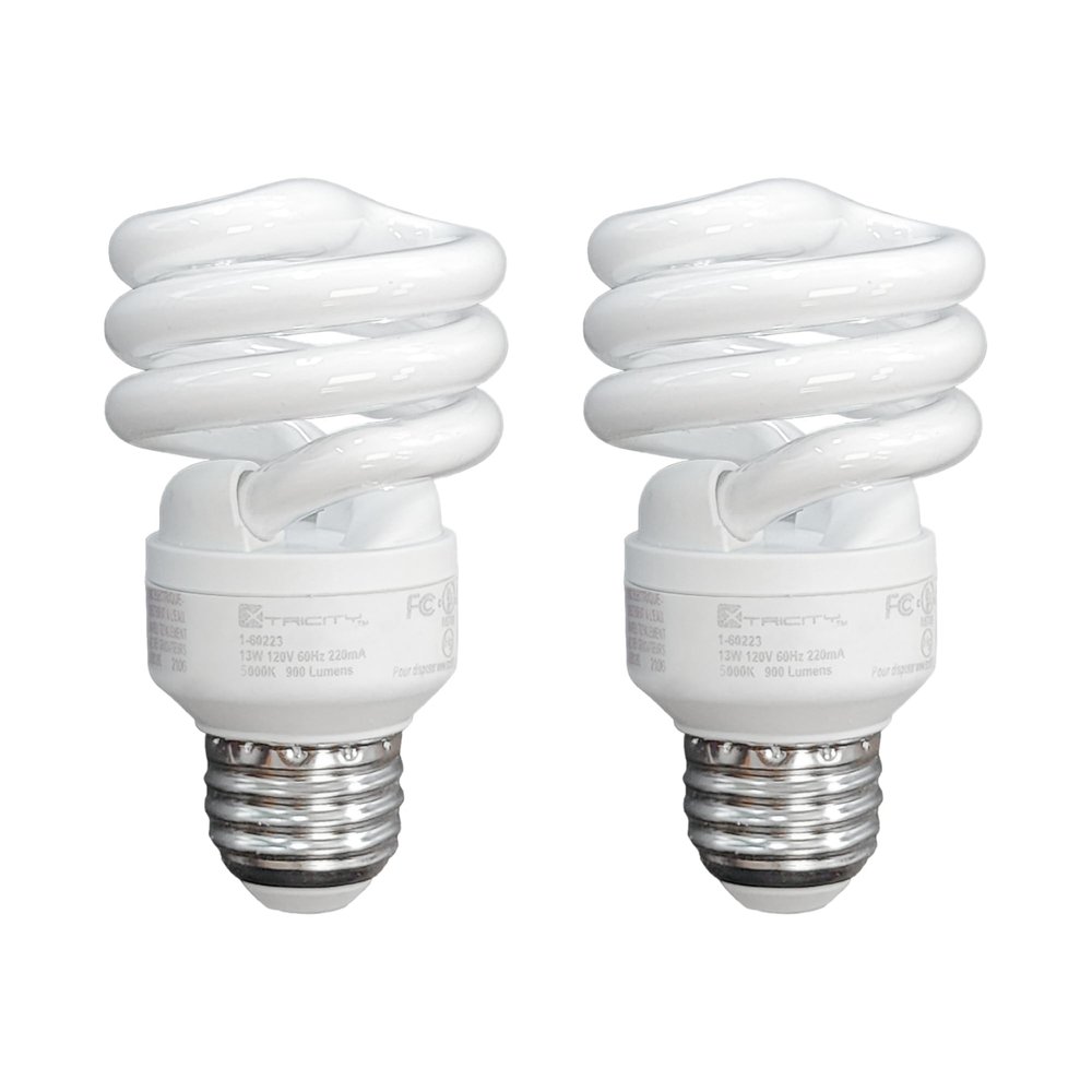 Xtricity Compact Fluorescent Light Bulbs T2 Spiral, E26 Base (2 Pack)