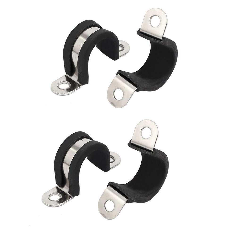 uxcell 18mm Dia Rubber Lined U Shaped 304 Stainless Steel Pipe Clip Hose Clamp 4pcs