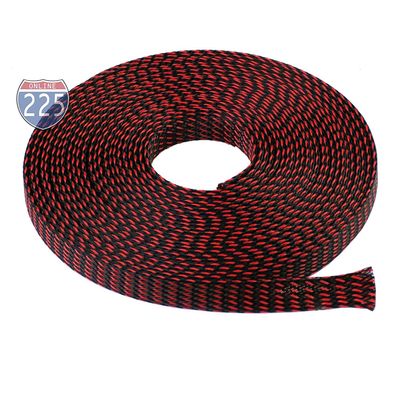 225FWY 100 FT 5/8" 16mm Black Red Expandable Wire Cable Braided Sleeving Sheathing Loom Tubing US