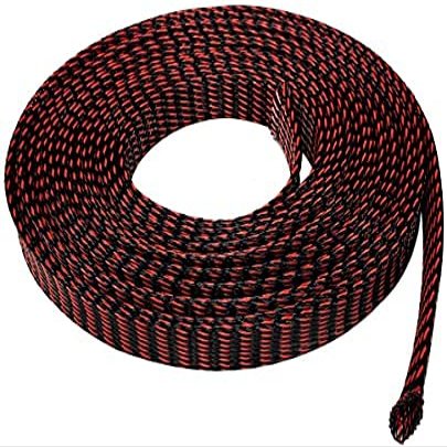 10 FT 3/4" 19mm Black Red Expandable Wire Cable Braided Sleeving Sheathing Loom Tubing US