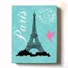 Modern Paris Eiffel Tower - Unique Paisley & Lovebirds Stretched Canvas Nursery Decor - Wall Art that Makes a Memorable Baby Gift - Wooden Frame Construction - Ready to Hang 8X10 view 1
