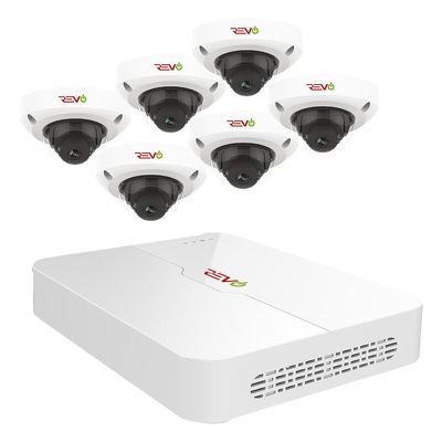 REVO America Ultra 8CH 4K H.265 NVR, 2 TB Surveillance Grade HDD, Remote Access, with 6X 1080p Indoor/Outodor IR Audio Dome Cameras