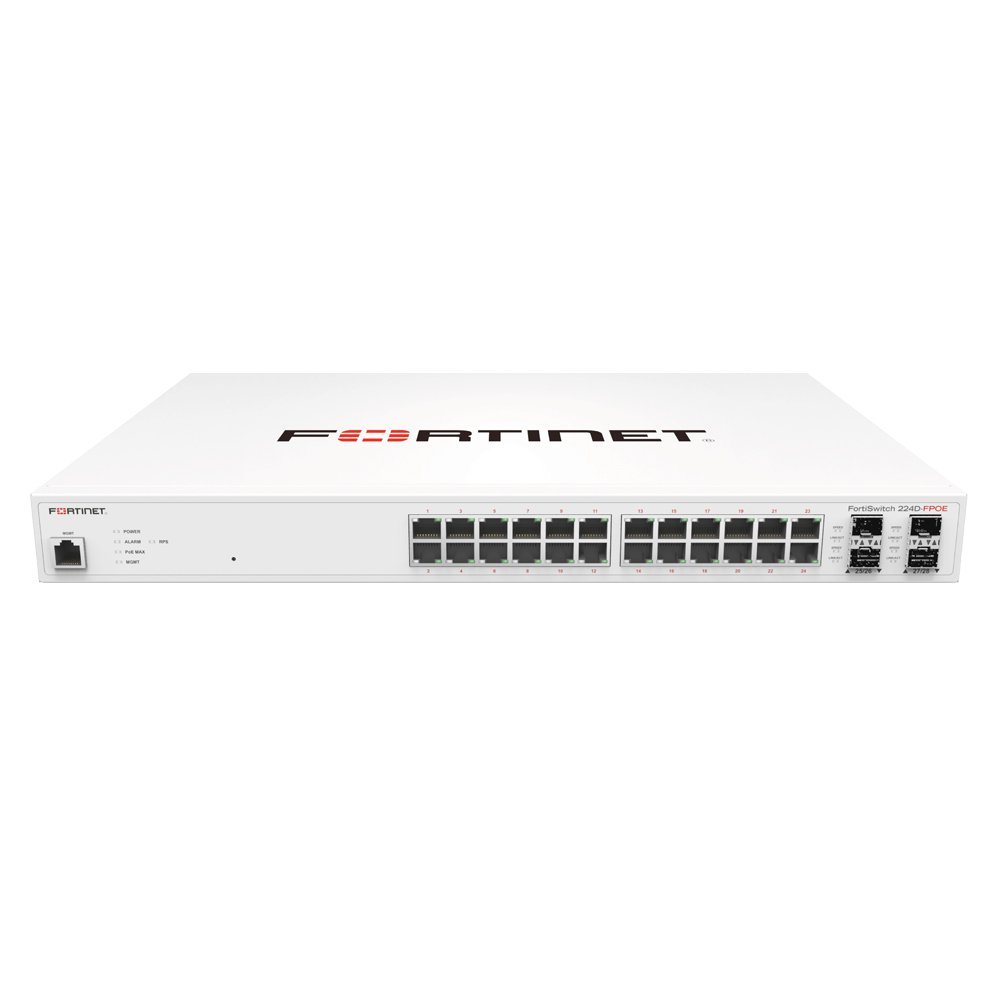 Fortinet FortiSwitch 224D-FPOE Layer 2 PoE+ Switch - 24x GE RJ45 Ports, 2X 1 GE SFP Slots