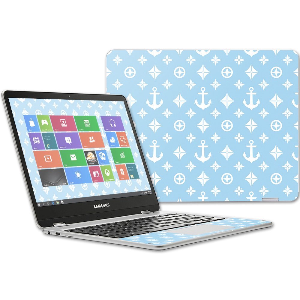 MightySkins Skin Compatible with Samsung Chromebook Plus 12.3"(2017 - Baby Blue Designer | Protective, Durable, and Unique Vinyl wrap Cover | Easy to Apply, Remove | Made in The USA