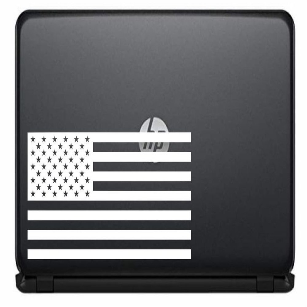 American Flag Big Vinyl Decal Sticker for Computer MacBook Laptop Ipad Electronics Home Window Custom Walls Cars Trucks Motorcycle Automobile and More (White)