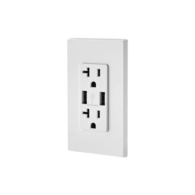 Leviton T5832-W WH Combi DUP REC/USB Charger 20A125V