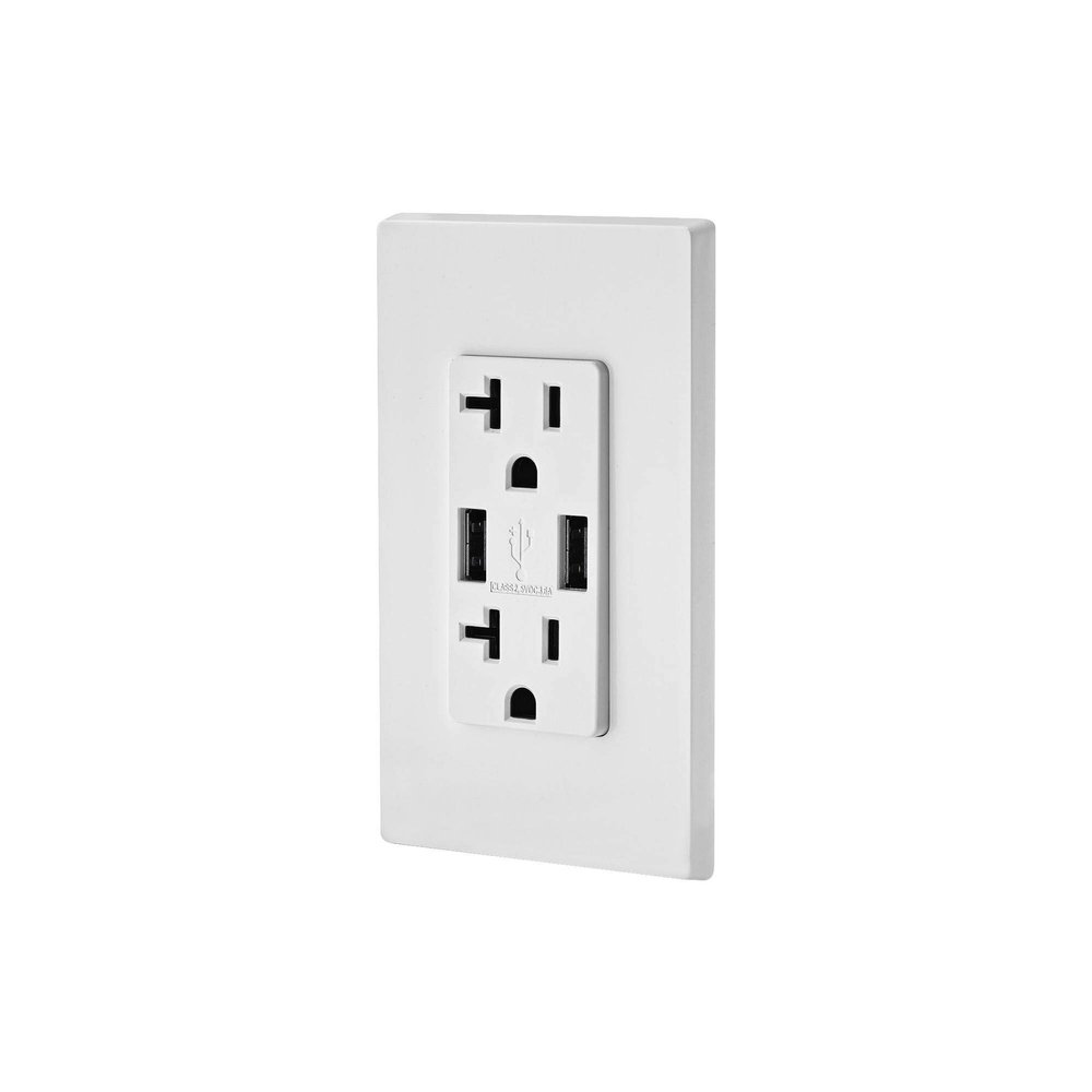 Leviton T5832-W WH Combi DUP REC/USB Charger 20A125V