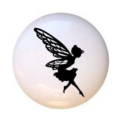 Fairy Silhouette - Fairy Fairies - DECORATIVE Glossy CERAMIC Cupboard Cabinet PULLS Dresser Drawer KNOBS