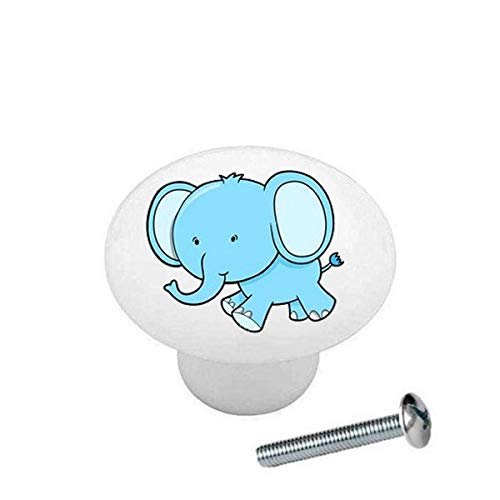 Elephant - Cute Safari Animals - DECORATIVE Glossy CERAMIC Cupboard Cabinet PULLS Dresser Drawer KNOBS