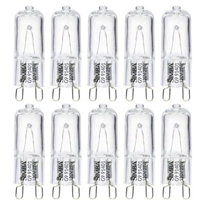 Simba Lighting Halogen Light Bulb G9 T4 25W JCD Bi-Pin 120V, 2700K, 10 Pack