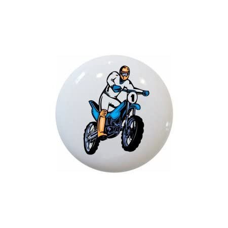 Design #02 - Motocross Dirt Bike Motorcycle - DECORATIVE Glossy CERAMIC Cupboard Cabinet PULLS Dresser Drawer KNOBS