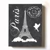 Modern Paris Eiffel Tower - Unique Paisley & Lovebirds Stretched Canvas Nursery Decor - Wall Art that Makes a Memorable Baby Gift - Wooden Frame Construction - Ready to Hang 16X20 view 1
