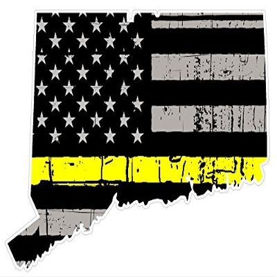Connecticut State (E9) Thin Yellow Line Dispatch Vinyl Decal Sticker Car/Truck Laptop/Netbook Window 5" Inch- by CustomDecal US