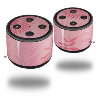 Skin Wrap Decal Set 2 Pack for Amazon Echo Dot 2 - Palms 01 Pink On Pink (2nd Generation ONLY - Echo NOT Included)