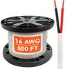14 Gauge Wire (14 AWG) 2 Conductor Stranded Copper Unshielded Cable 14/2 Home Electrical Wire Low Voltage Up to 300V CMP/CL3P Low Smoke Plenum Jacket USA Made (500ft - White) view 1