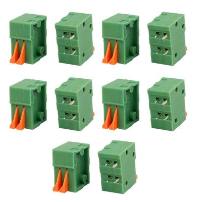 uxcell 10pcs KF141R 150V 2A 2.54mm Pitch 2P Green Spring Terminal Block