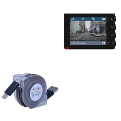 BoxWave Cable Compatible with Garmin Dash Cam 55 - miniSync, Retractable, Portable Sync Cable