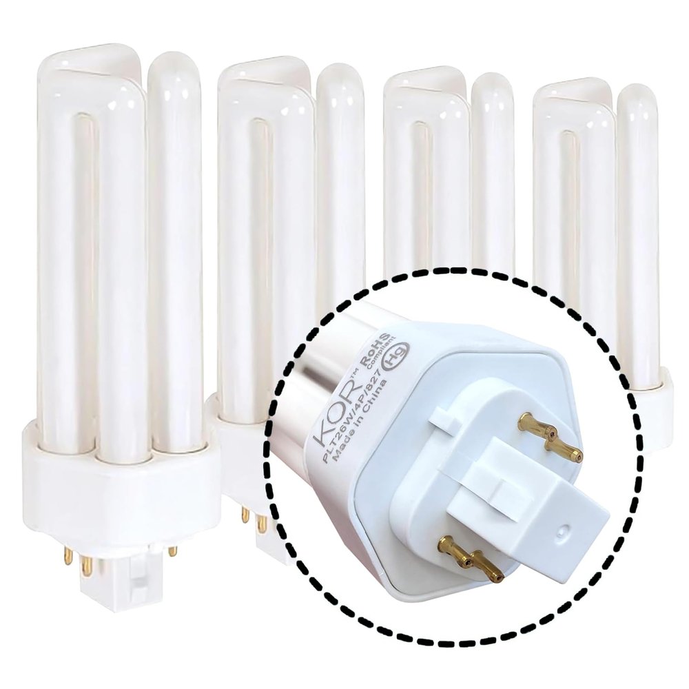 KOR 26W Triple Tube Compact Fluorescent Bulb, 2700K Warm White, 4 Pack
