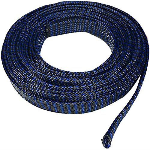 10 FT 1/2" 13mm Black Blue Expandable Wire Cable Braided Sleeving Sheathing Loom Tubing US